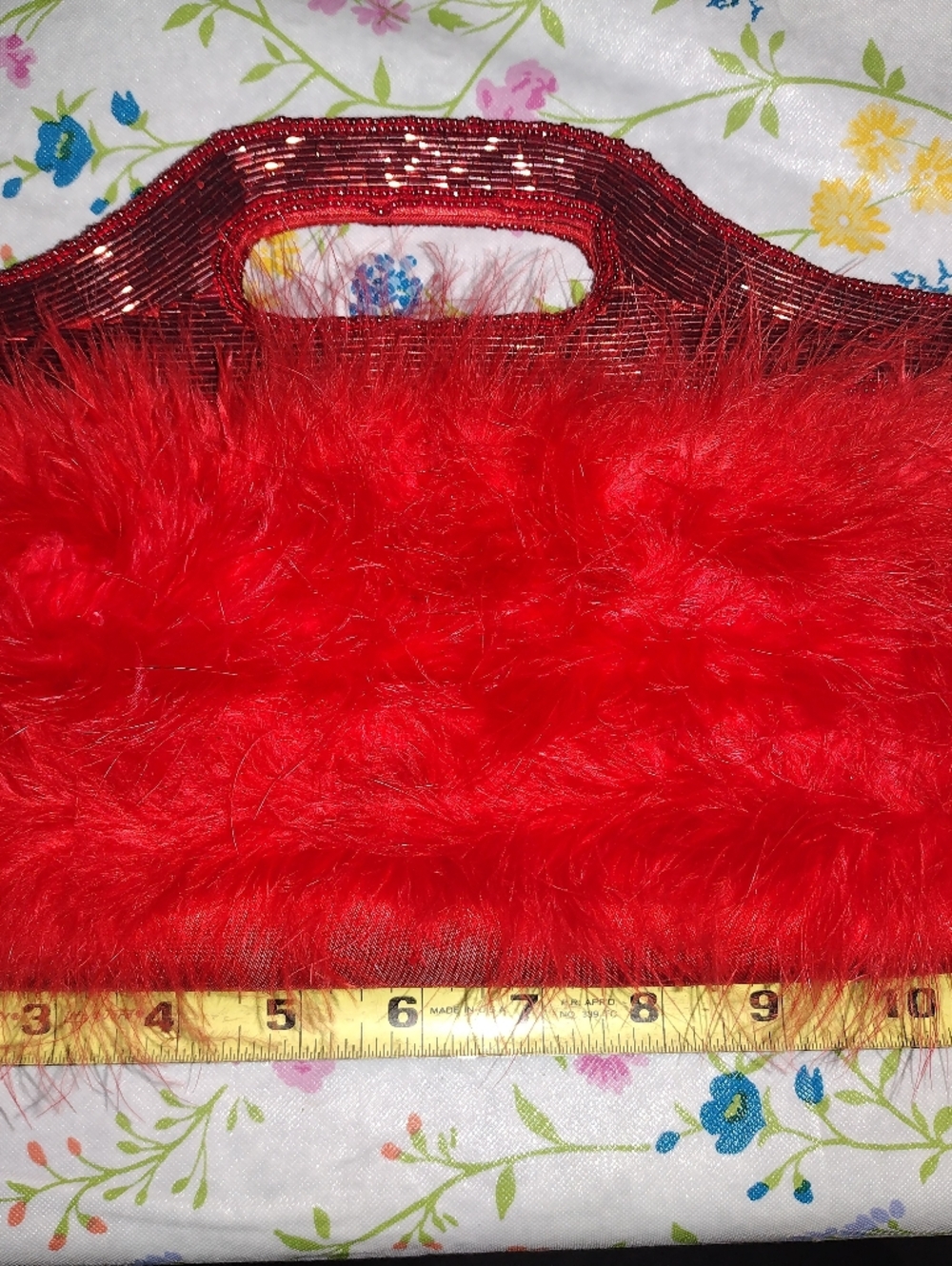 Red Faux Fur & Sequin Handbag
